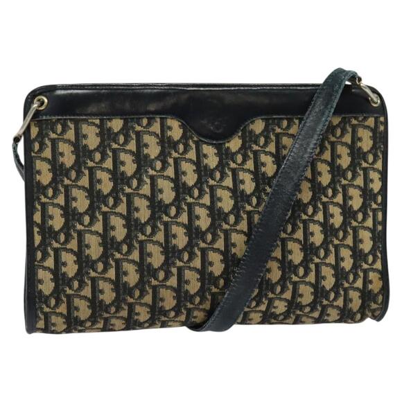 DIOR Trotter Canvas Shoulder Bag Navy Gold - Picture 1 of 11